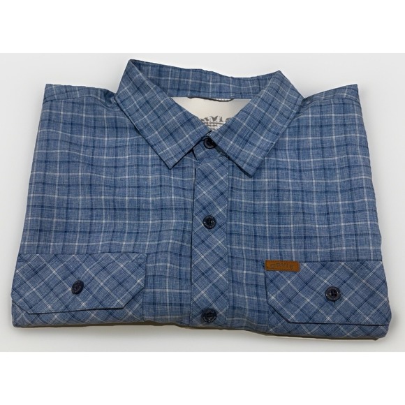 Orvis Fishing Shirt Men XL Blue Plaid Short Sleeve Button-Up Outdoor Hiking - Picture 1 of 6